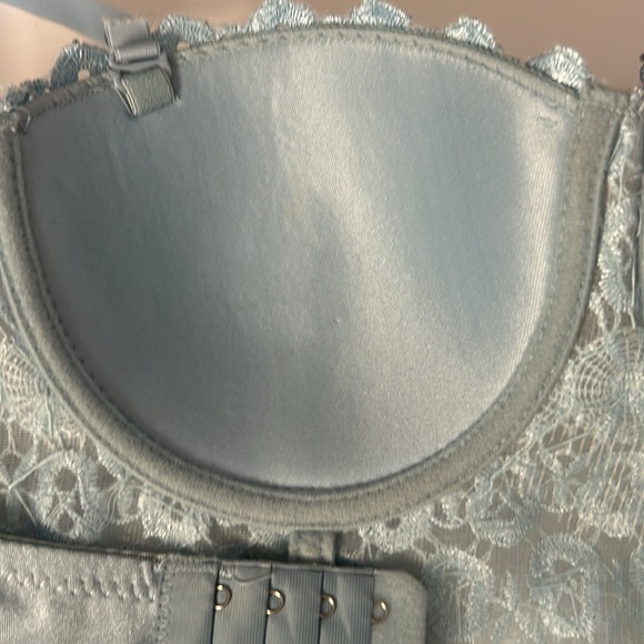 NWT Windsor- Light Blue Sparkle Rhinestone Bustier Corset Longline Bra Top, Sz L - Picture 12 of 15